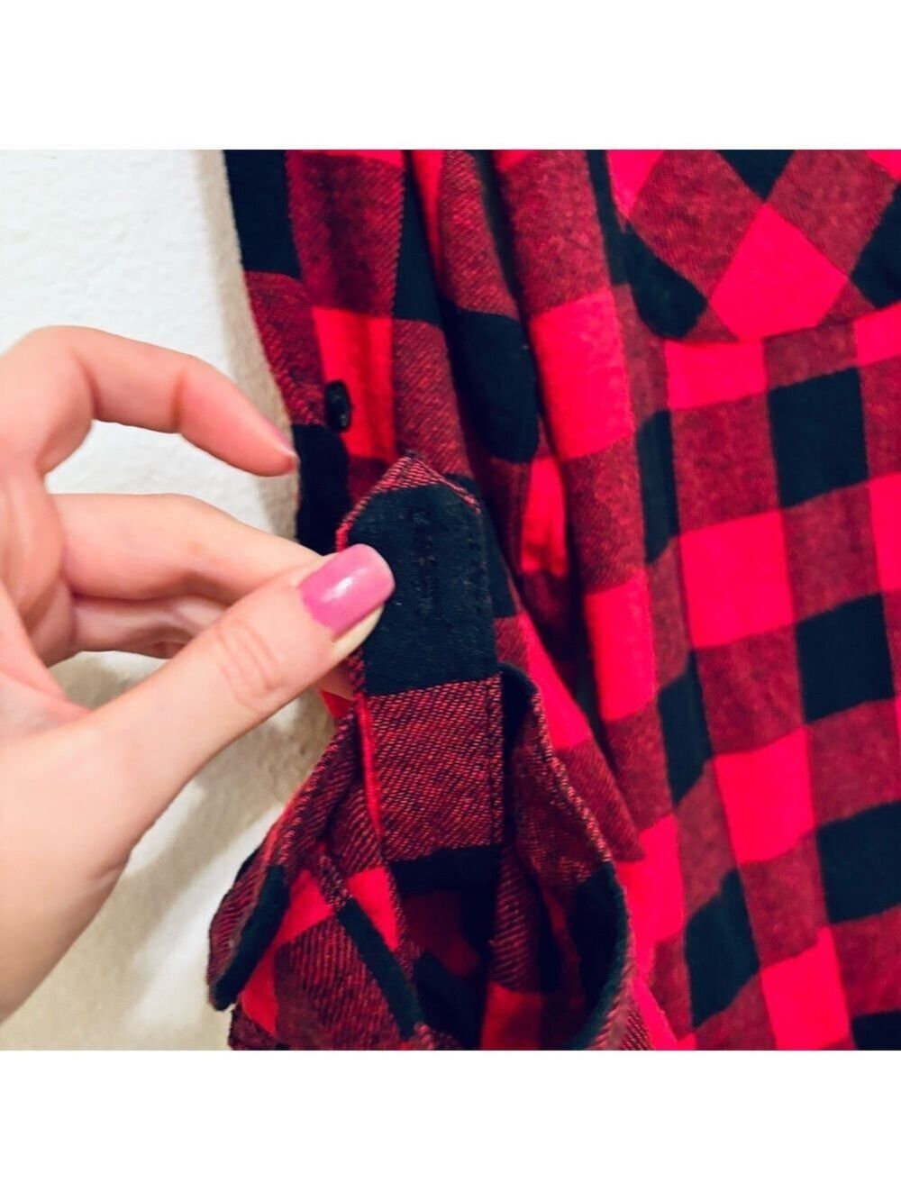 Buffalo Plaid Red and Black Button Down Flannel Shirt S - Picture 7 of 11
